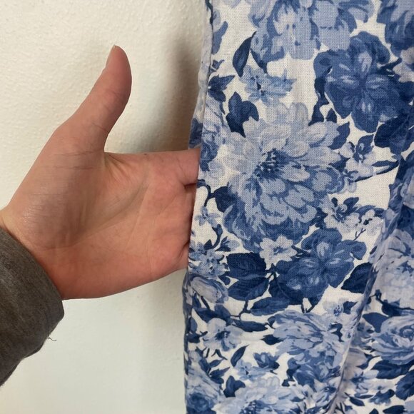 Abercrombie & Fitch Blue Floral Print Square Neck Linen/Cotton Mini Dress M Tall - Picture 4 of 9